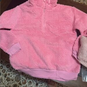 Cozy Pink Fleece Half-Zip Sweatshirt